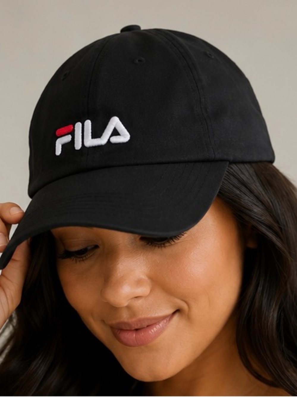 Fila Black Cap with White and Red Embroidered Logo